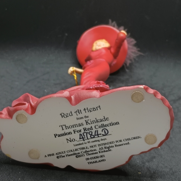 thomas kinkade red dress woman figurine feather hat - Picture 5 of 5